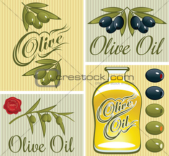 set of design elements for olive oil
