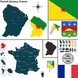 Map of French Guiana, France