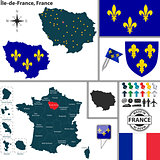 Map of Ile-de-France, France