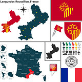 Map of Languedoc-Roussillon, France