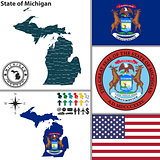 Map of state Michigan, USA