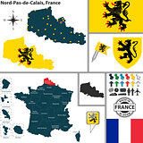 Map of Nord-Pas-de-Calais, France