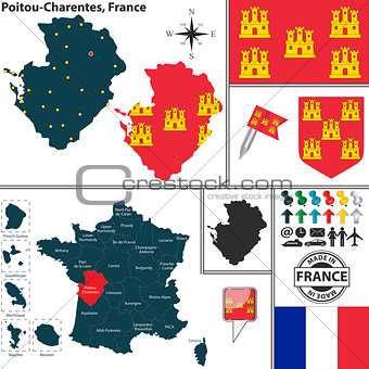 Map of Poitou-Charentes, France