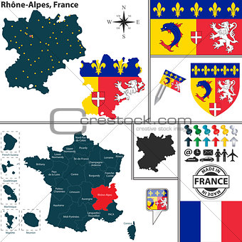 Map of Rhone-Alpes, France