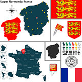 Map of Upper Normandy, France