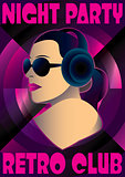 abstract retro poster with a girl DJ