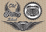 set of retro emblems on the motorcycle theme