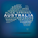Australia map made with name of cities