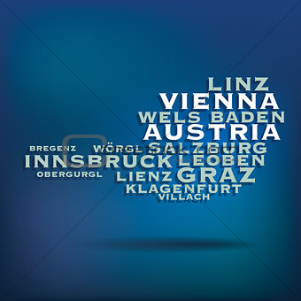 Austria map made with name of cities