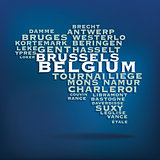 Belgium map made with name of cities