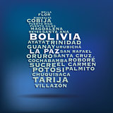 Bolivia map made with name of cities