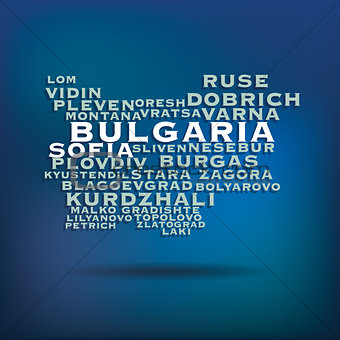 Bulgaria map made with name of cities