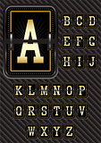 alphabet in retro style on carbon background