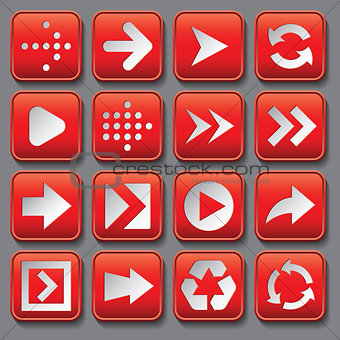 set of stylized buttons with different arrows