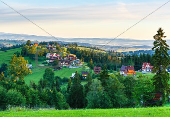 Summer morning mountain village view (Poland)