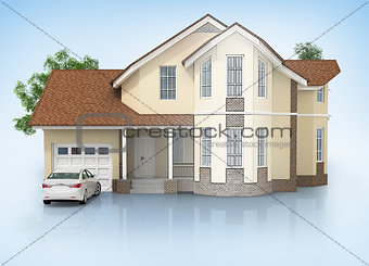 3d house isolated on white rendered generic