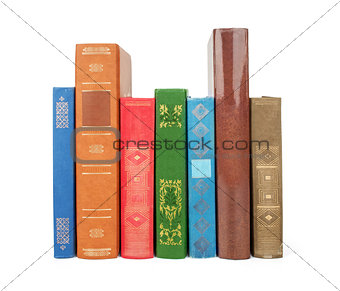 books in a row, isolated on white background,empty labels