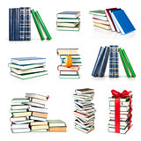 collection stack of books isolated on white