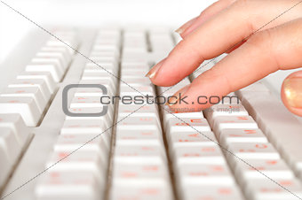 woman's hands to the computer