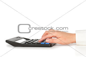 Woman's hand on calculator