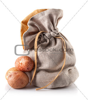 Harvest potatoes in sack