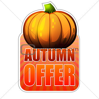 autumn offer label with fall pumpkin