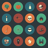 Halloween flat icons set