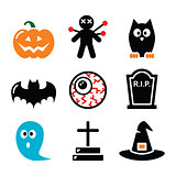 Halloween icons set - pumpkin, witch, ghost