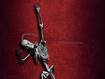 Grunge Halloween background with skeleton