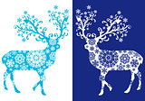 Blue chirstmas deer , vector set