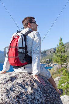 young man hiking