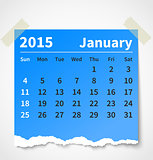 Calendar january 2015 colorful torn paper