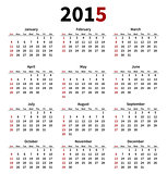 Simple 2015 year calendar on white background