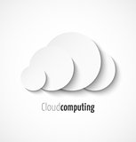 White paper cloud computing logo template icon with shadow