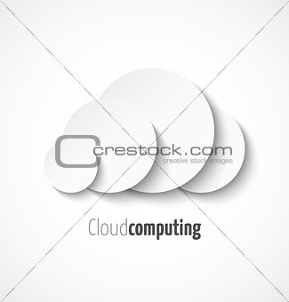 White paper cloud computing logo template icon with shadow