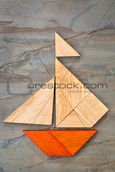 tangram sailboat abstract