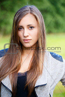 Portrait of a charming lady woman girl outdoor
