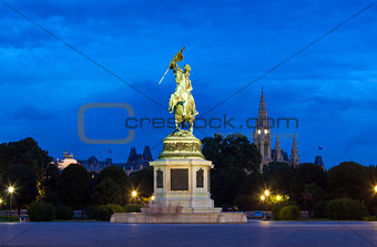 Monument dedicated to Archduke Charles of Austria at night