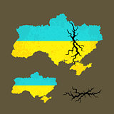 Map of Ukraine with Crack