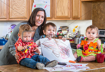 Mother Poses With Children