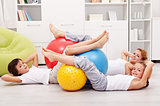 Abdominal workout - woman with kids