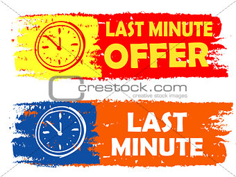 last minute offer with clock sign, drawn labels