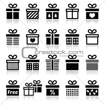 Present, gift box vector icons set