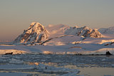 The Antarctic winter at sunset.