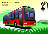 City bus on abstract background. Coach. Vector illustration