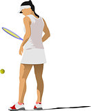 Woman tennis poster. Colored Vector illustration 