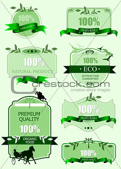 Eco labels with retro vintage design. Vector illustration