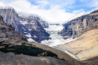 Landscape view of Columbia glacier in Jasper NP, Canadian Rockie