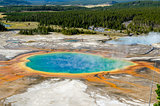 Landscape view of Grand Prismatic spring in Yellowstone NP