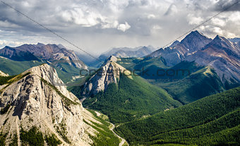 Mountain range landscape view in Jasper NP, Canada